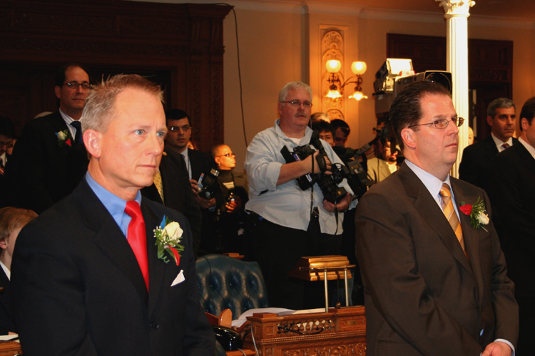 Newly sworn in Senators Jeff Van Drew and Brian Stack