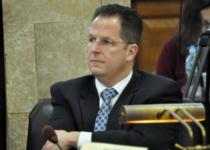 Senator Brian Stack, D-Hudson, hears testimony during today’s Senate Judiciary Committee hearing on S-1, legislation that would establish marriage equality in New Jersey.  The bill was released from the Committee with a vote of 8-4, along party lines.  The bill now heads to the full Senate for consideration.