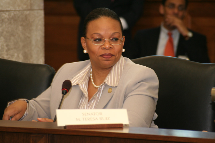 Senator Dana Redd listens to testimony during the Senate Budget and Appropriations Committee hearing.
