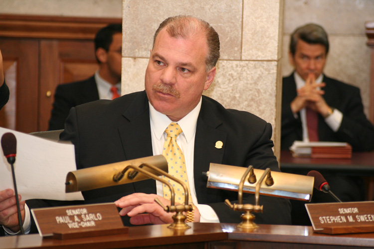 Senate Majority Leader Steven Sweeney listens to testimony during the Senate Budget and Appropriations Committee hearing.