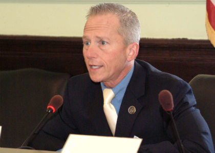 Senator Jeff Van Drew, D-Cape May and Cumberland, speaks about legislation during a meeting of the Senate Budget and Appropriations Committee.