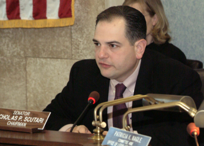Senate Judiciary Committee Chairman Nicholas P. Scutari, D-Union, Middlesex and Somerset, addresses the audience during a Judiciary panel meeting.