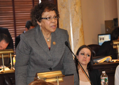 Senator Shirley K. Turner (D-Mercer) testifies during today’s Senate voting session.
