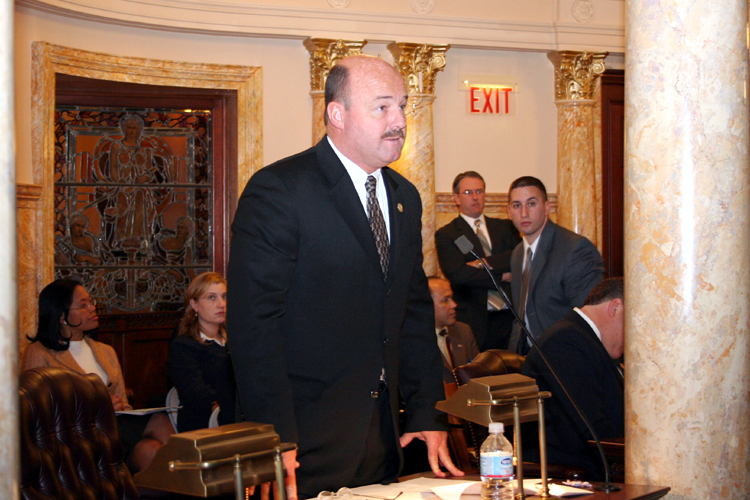 Senator Fred H. Madden, D-Gloucester and Camden, addresses the Senate on the Senate Floor