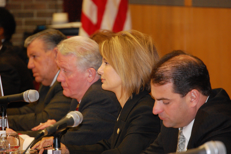 Members of the Senate Budget and Appropriations Committee listen to testimony from the public regarding Governor Corzine