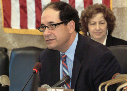 Senator Joseph F. Vitale, D-Middlesex, addresses the audience during a hearing of the Senate Health, Human Services and Senior Citizens Committee regarding services for people with developmental disabilities.