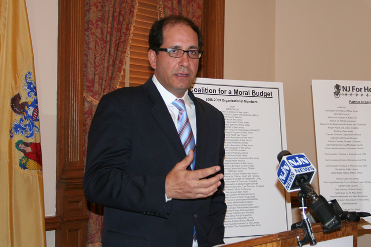 Senator Joseph F. Vitale (D-Middlesex) speaks at a news conference  on proposed cuts to health care programs like NJ FamilyCare, Medicaid prescription drug benefits, and the AIDS Drug Distribution Program in the FY 2010 Budget