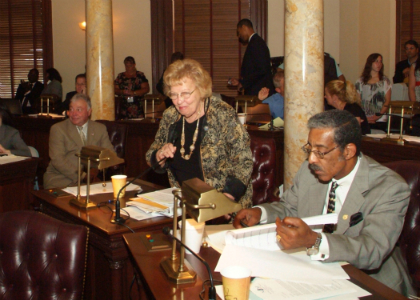 Senator Loretta Weinberg, D-Bergen, addresses her colleagues on the floor of the State Senate.