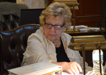 Senate Majority Leader Loretta Weinberg, D-Bergen, on the floor of the State Senate.