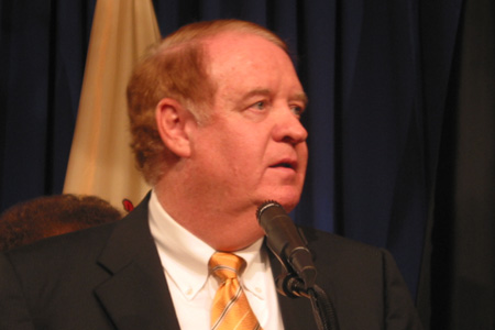 Senate President and Acting Governor Richard J. Codey, D-Essex, speaks at the bill signing ceremony for the FY 2006 Budget.