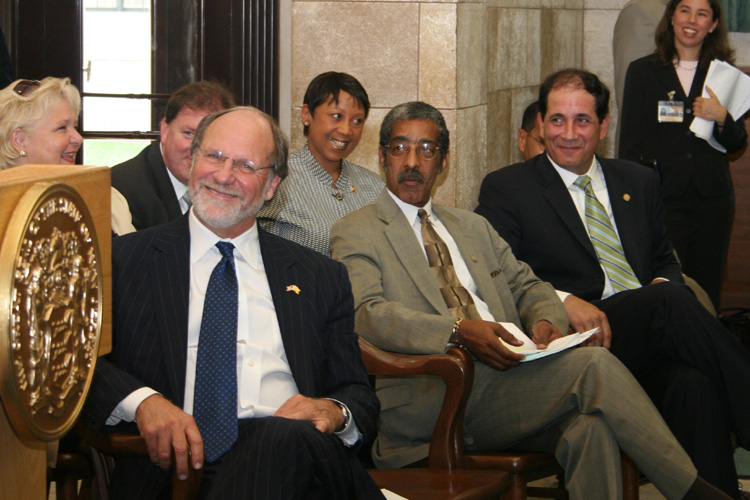 Governor Jon Corzine, Senator Ronald Rice (D-Essex) and Senator Joseph Vitale (D-Middlesex) at the bill signing ceremony