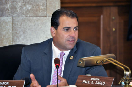Senator Paul A. Sarlo, D-Bergen and Passaic, speaks during a Senate Legislative Oversight Committee hearing on halfway houses in New Jersey.