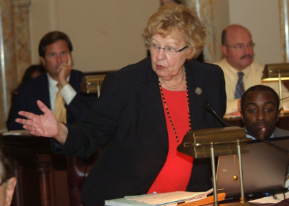 Senator Loretta Weinberg, D-Bergen, speaks about Women's Equality Day in the New Jersey Senate Chambers during a voting session.