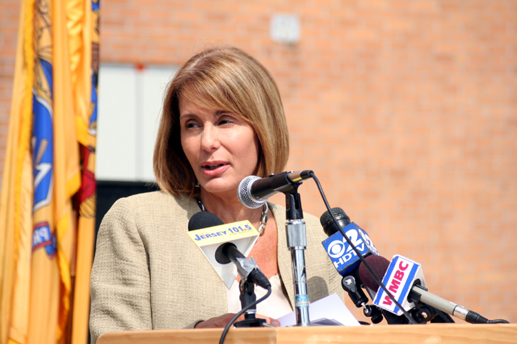 At a news conference at Edison High School, Senator Barbara Buono, D-Middlesex, speaks about her legislation which would prohibit anyone under 18 from buying over-the-counter cold and cough remedies which contain dextromethorphan (DXM), in order to combat a dangerous trend in teenagers taking excessive doses of DXM to get high.
