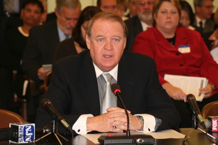 Senate President Richard J. Codey testifying at the Senate Education Committee’s hearing on underage drinking on college campuses.
