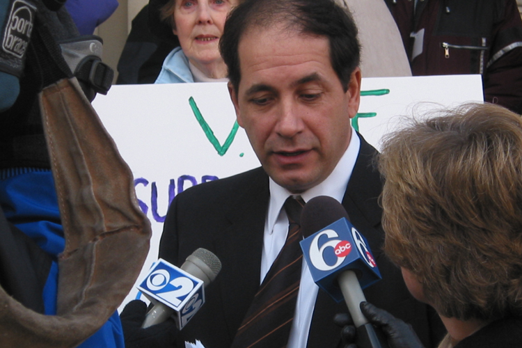 Senator Joseph F. Vitale, D-Middlesex, speaks to reporters after a news conference on the Statehouse steps on his efforts to limit charitable immunity in cases when the charity acts negligently in protecting children from sexual abuse.