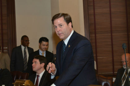 Senator Donald Norcross, D-Gloucester and Camden, addresses his colleagues on the Senate floor.