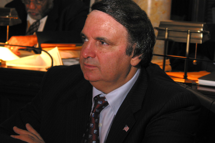 Senator John Girgenti on the floor of the Senate