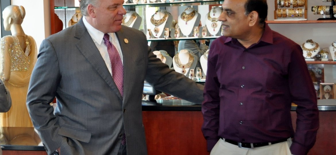 Senate President Sweeney with Mr. Patel.
